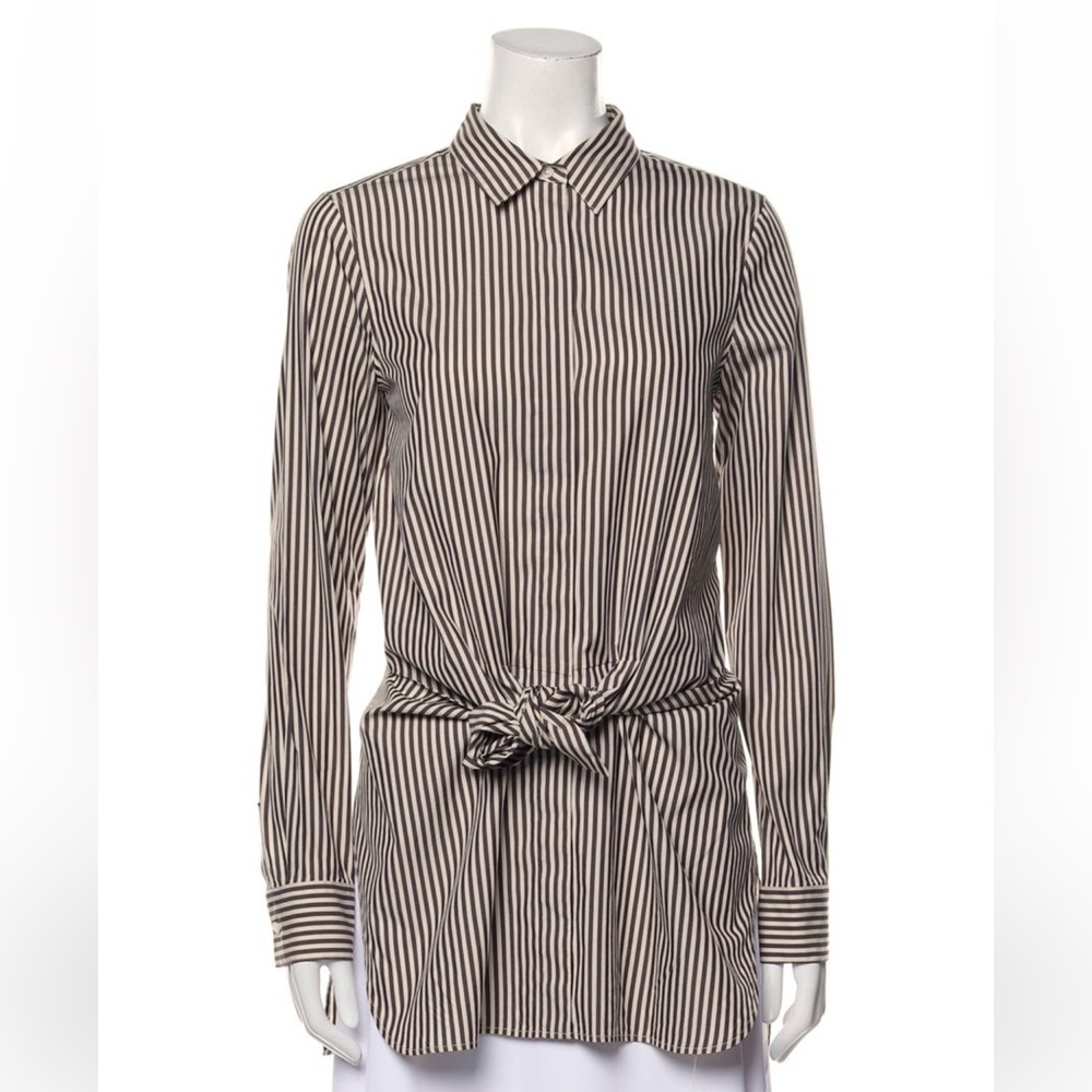 3.1 Phillip Lim Brown Striped Button Down Shirt
